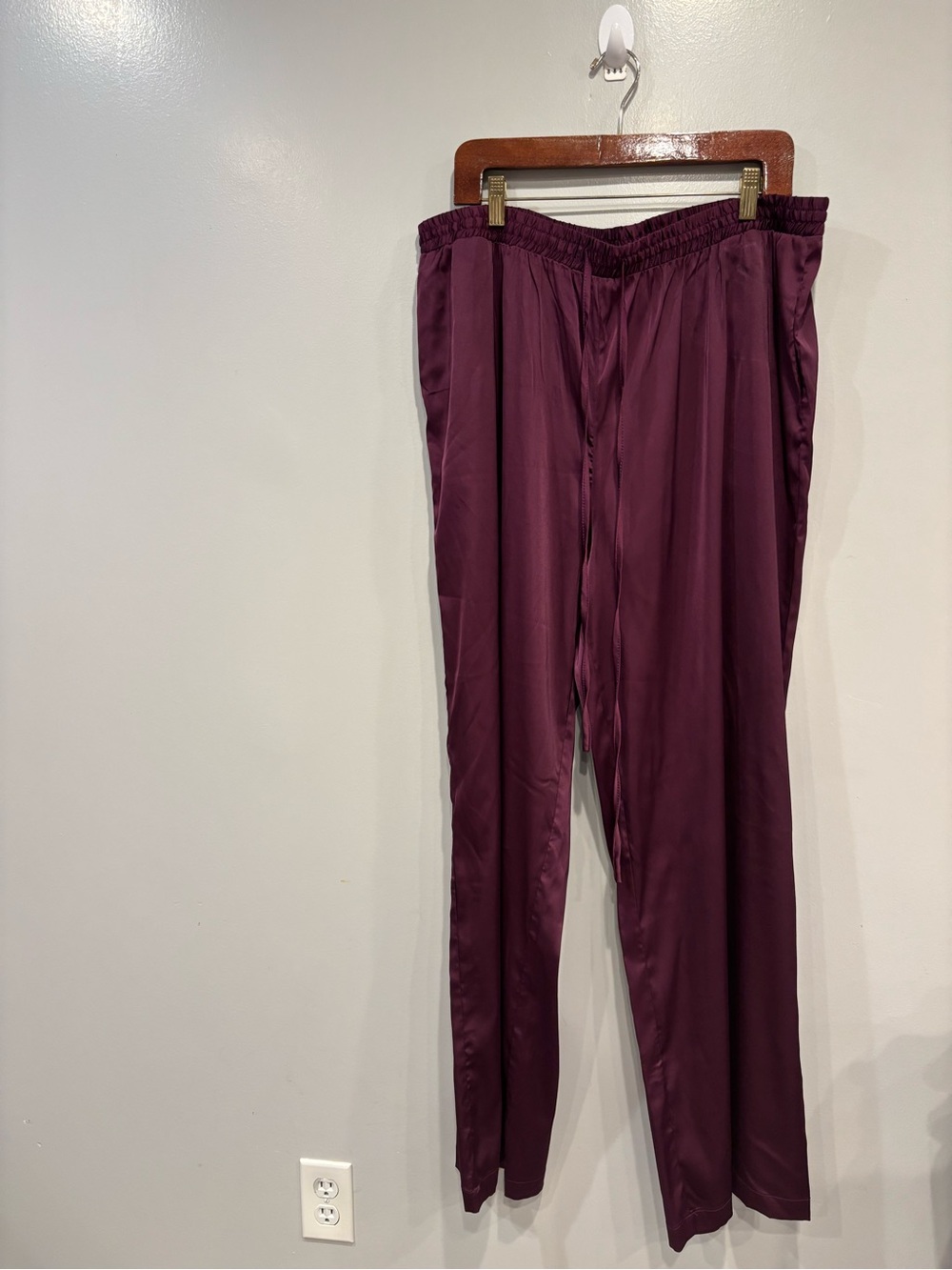 Rebdolls Satin Boot Cut Pants in Burgundy Plum